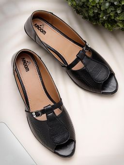 Aroom - Stylish Black Peep-Toe Wedge Sandals for Women