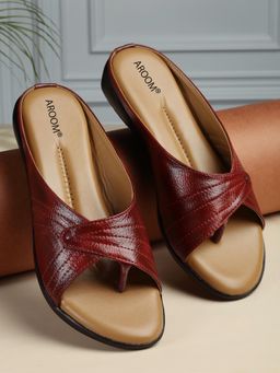 Aroom - Women Maroon Stylish Sandals