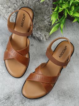 Aroom - Stylish Women Tan Criss-Cross Sandals