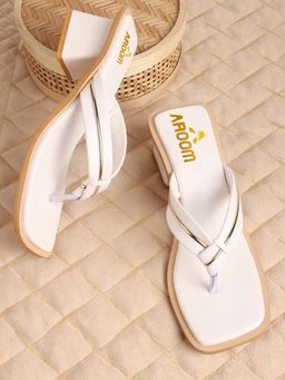 Aroom - Women White Trendy Block Sandal Heels