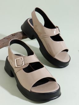 Aroom - Women Beige Block Sandals
