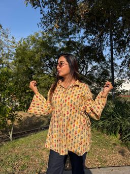 Anastay Clothing - Beige Bell Sleeves Shirt