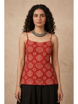 Anastay Clothing - Red Cotton Geometric Straight Kurti