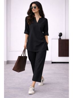 SUTRA CLOTHING - Black Cotton Solid Co-Ord Set