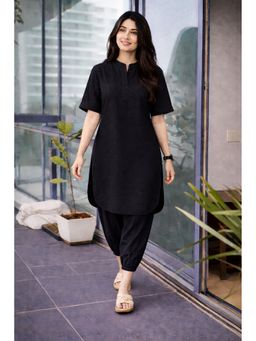 SUTRA CLOTHING - Black Cotton Solid Co-Ord Set