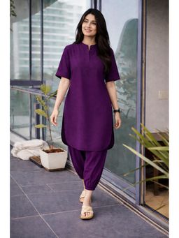 SUTRA CLOTHING - Purple Cotton Solid Co-Ord Set