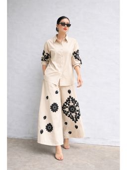 SUTRA CLOTHING - Off White Cotton Floral Co-Ord Set