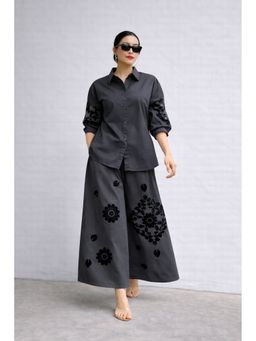 SUTRA CLOTHING - Grey Cotton Floral Co-Ord Set