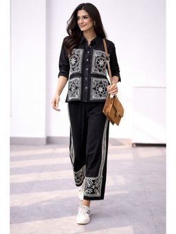 SUTRA CLOTHING - Black Cotton Embroidered Co-Ord Set