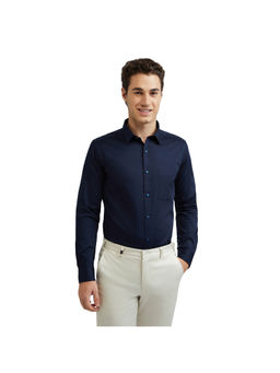 Raymond - Slim Fit Solid Dark Navy Blue Shirt