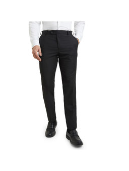 Raymond - Slim Fit Solid Black Trousers