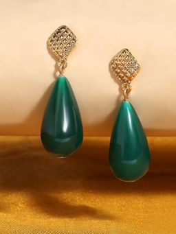 Lilly & Sparkle - Gold-Plated Green Contemporary Drop Earrings