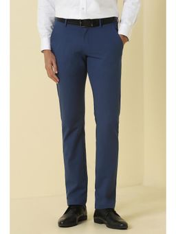 Allen Solly - Navy Blue Formal Textured Trousers