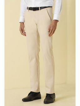Allen Solly - Cream Formal Solid/Plain Trousers