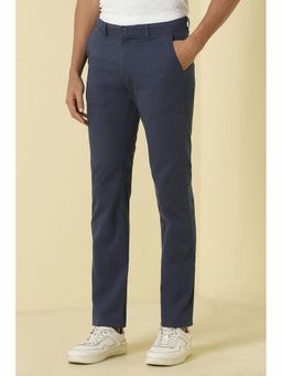 Allen Solly - Navy Blue Casual Textured Trousers