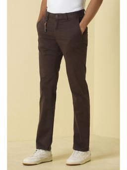 Allen Solly - Brown Casual Textured Trousers