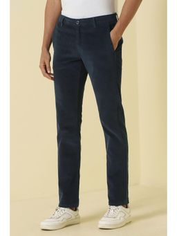Allen Solly - Navy Blue Casual Textured Trousers