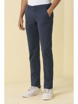 Allen Solly - Navy Blue Casual Textured Trousers