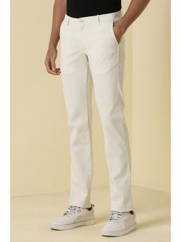 Allen Solly - White Casual Textured Trousers