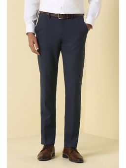 Allen Solly - Navy Blue Formal Checks Trousers