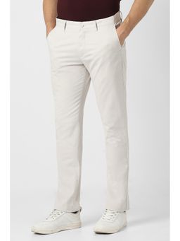 Peter England - Off White Casual Solid/Plain Trousers