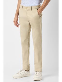 Peter England - Beige Casual Textured Trousers