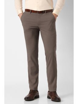 Peter England - Brown Formal Textured Trousers