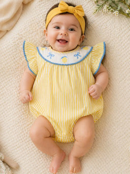My Milestones - Cotton Dolce Limone Heirloom Romper - Yellow