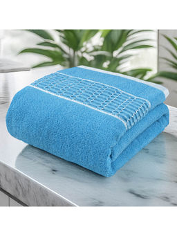 Story@Home - 400 Gsm Cotton Bath Towel Yellow, Solid/Geometric Border