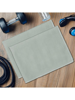 Story@Home - 300 GSM Microfiber Gym Towel Light Grey, Solid (Pack of 2)