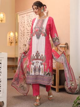 Rain & Rainbow - Women Ethnic Motifs Printed Regular Pure Cotton Kurta With Pant & Dupatta