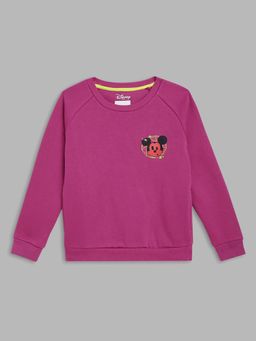 Blue Giraffe - Boys Magenta Solid Round Neck Full Sleeves Pullover Style Sweatshirt