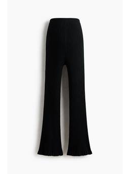 H&M - Women Black Mama Flared Rib-Knit Trousers