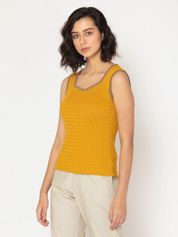 SHAYE - Mustard Sweetheart Sweater Vest