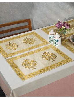 Fabindia - Yellow Bela Printed Cotton Mats (Pack Of 6)