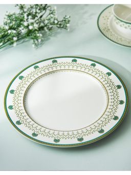 Fabindia - White Barkha Ceramic Dinner Plate