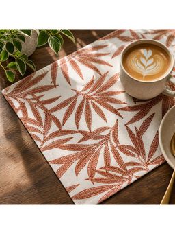 Nesterra - Polyrich Blend Printed Rusty Leaf Design Tablemat (Pack Of 4) ( 6 Seater)