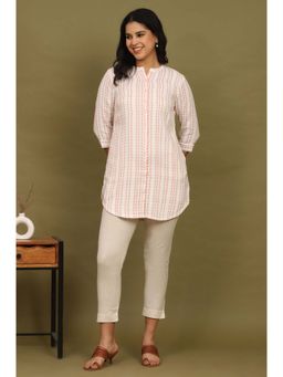 W - White Yarn Dyed Double Cloth Cotton Tunic
