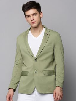 SHOWOFF - Mens Notched Lapel Solid Sea Green Open Front Blazer