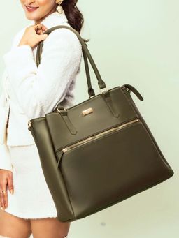 Strokes by Namrata Mehta - Olive Opulence Aspire Tote Bag with Detachable Strap