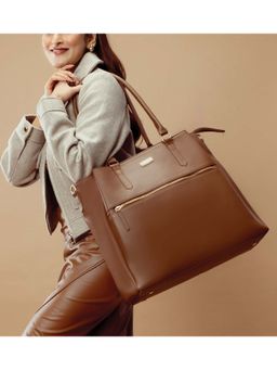 Strokes by Namrata Mehta - Mocha Elegance Aspire Tote Bag with Detachable Strap