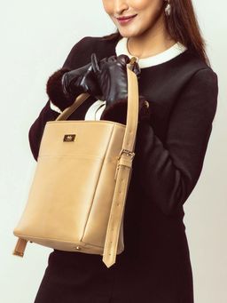 Strokes by Namrata Mehta - Timeless Beige Hand Bag with Detachable Strap