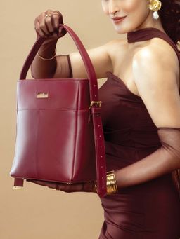 Strokes by Namrata Mehta - Crimson Crush Hand Bag with Detachable Strap