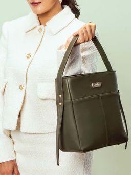 Strokes by Namrata Mehta - Olive Opulence Hand Bag with Detachable Strap