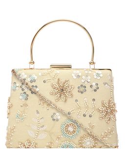 Horra - Women Beige Embellished Clutch