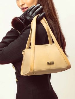 Strokes by Namrata Mehta - Timeless Taupe Small Hand Bag with Detachable Strap