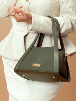 Strokes by Namrata Mehta - Olive Opulence Small Hand Bag with Detachable Strap