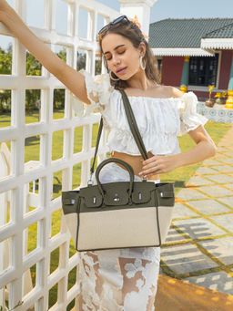 Haute Sauce - Women Panel-Overlap Satchel Bag with Detachable Strap