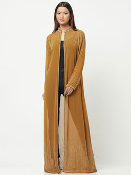 Attic Salt - Mustard Embellished Long Shrug