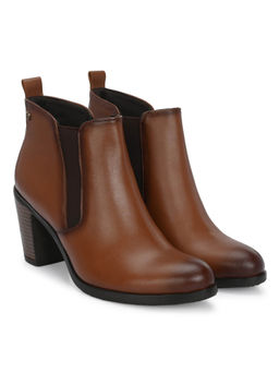 Delize - Womens Tan Solid Ankle Length Chelsea Boots